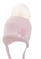 Czapki dla dzieci - Dziewczęca czapka na zimę ALISENT z pomponem jasny róż - miniaturka - grafika 1