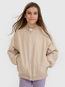 Kurtki i płaszcze dla dziewczynek - 4F Kurtka przejściowa bomberka dziewczęca - beżowa 122 (6-7 lat) - miniaturka - grafika 1