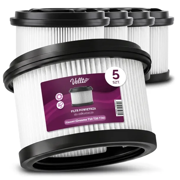 5x Filtr do Odkurzacza Xiaomi Dreame T10 T20 T30 Pro Neo R20 V12S Wkład