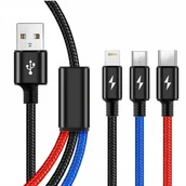 Kable USB - Kabel 3A Ładowarka 3W1 Iphone / Micro Usb / Typ-C - miniaturka - grafika 1
