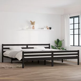 Lumarko Rama łóżka, czarna, lite drewno, 200 x 200 cm - Łóżka - miniaturka - grafika 1
