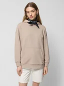 Bluzy damskie - Damska bluza nierozpinana z kapturem Outhorn OTHWSS24TSWSF1641 - beżowa - miniaturka - grafika 1