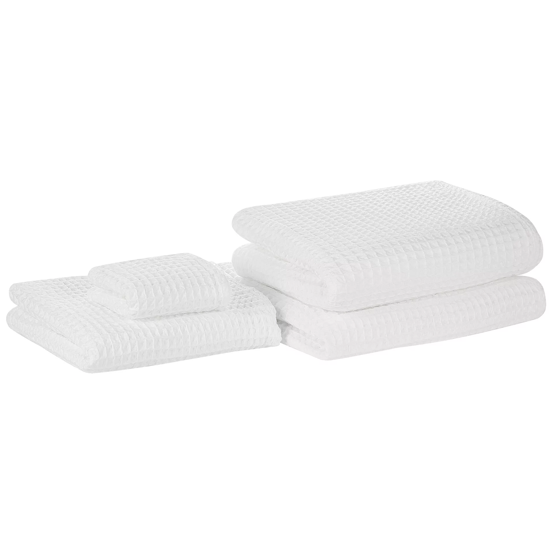 Beliani Komplet 4 ręczników bawełniany biały AREORA
