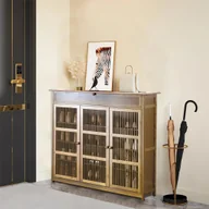 Szafki na buty - WISFOR bambusowa szafka na buty, stojak na buty z 4 półkami, stojak na buty szafka na buty i oddychające drzwi - miniaturka - grafika 1