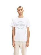 Koszulki męskie - T-shirt męski TOM TAILOR z nadrukiem, 20000-Biały, XL - miniaturka - grafika 1