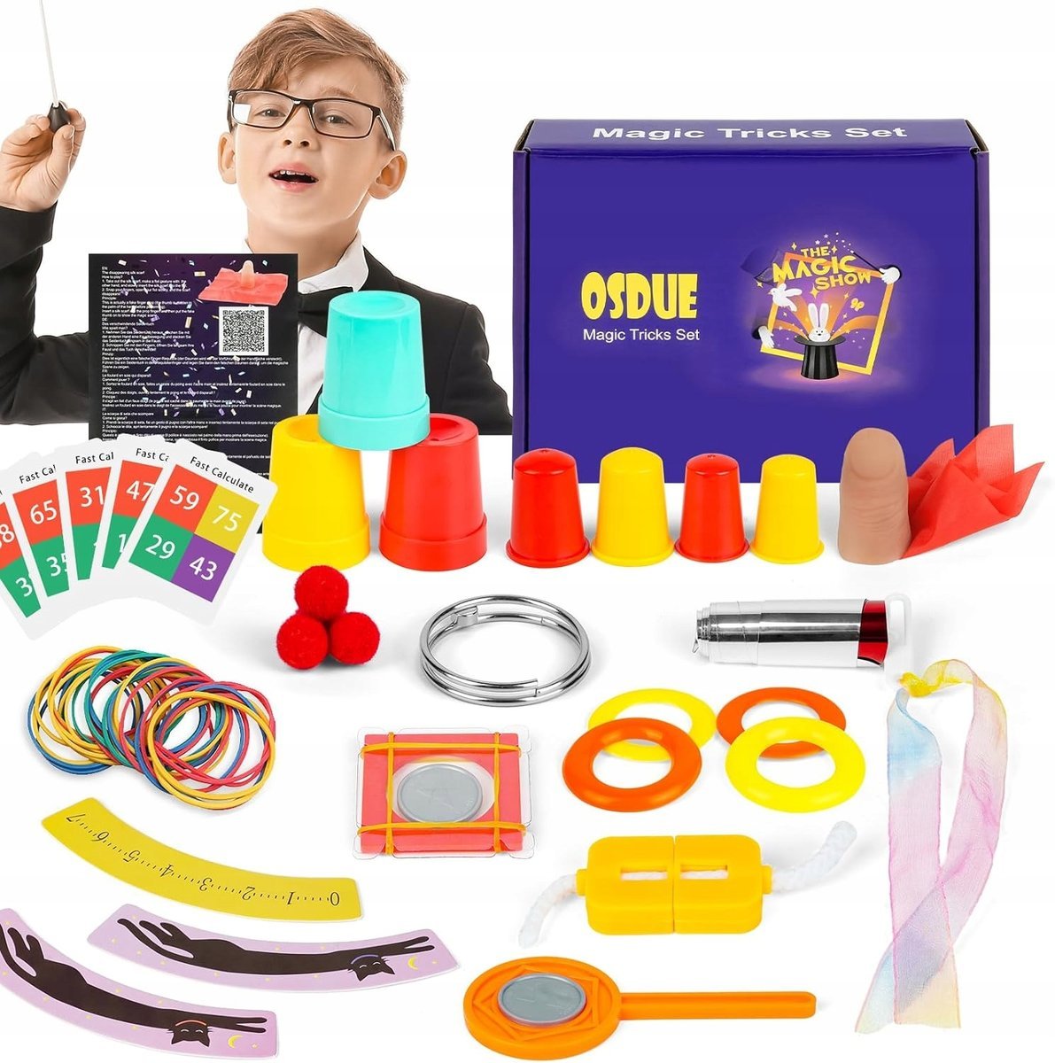 ZESTAW MAŁEGO MAGIKA 12 MAGICZNYCH SZTUCZEK DLA DZIECI RÓŻDŻKA AKCESORIA