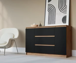 KOMODA 2D3S 120 cm DĄB WOTAN/CZARNY - Komody - miniaturka - grafika 1