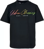 Koszulki męskie - Urban Classics Boys Scrips Logo Tee męski T-shirt czarny Basics, Casual Wear, Streetwear, czarny, 146-152 - miniaturka - grafika 1