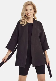 Kimono damskie bawełniane czarne - Bielizna nocna - miniaturka - grafika 1