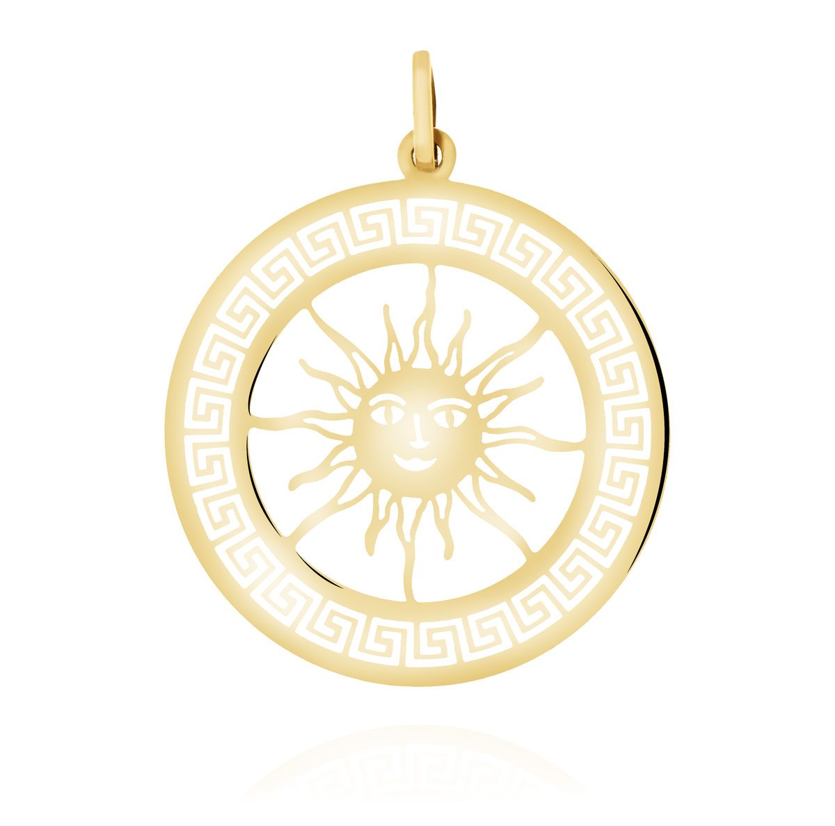 Złota duża zawieszka z greckim wzorem i słońcem pr. 585