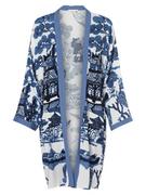 Szlafroki damskie - Marie Lund - Kimono damskie, niebieski|biały - miniaturka - grafika 1