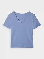 Koszulki sportowe damskie - Damski t-shirt basic 4F 4FWAW24TTSHF1649 - granatowy - miniaturka - grafika 1