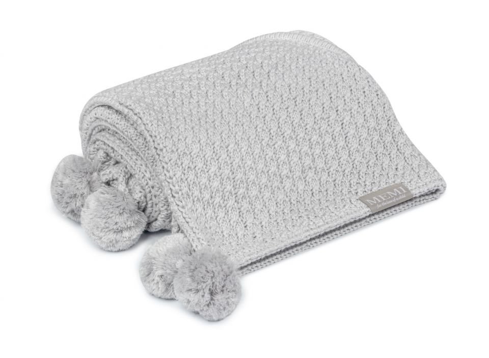 My Memi Kocyk bambusowy z kapturem 90x90 Jasnoszary