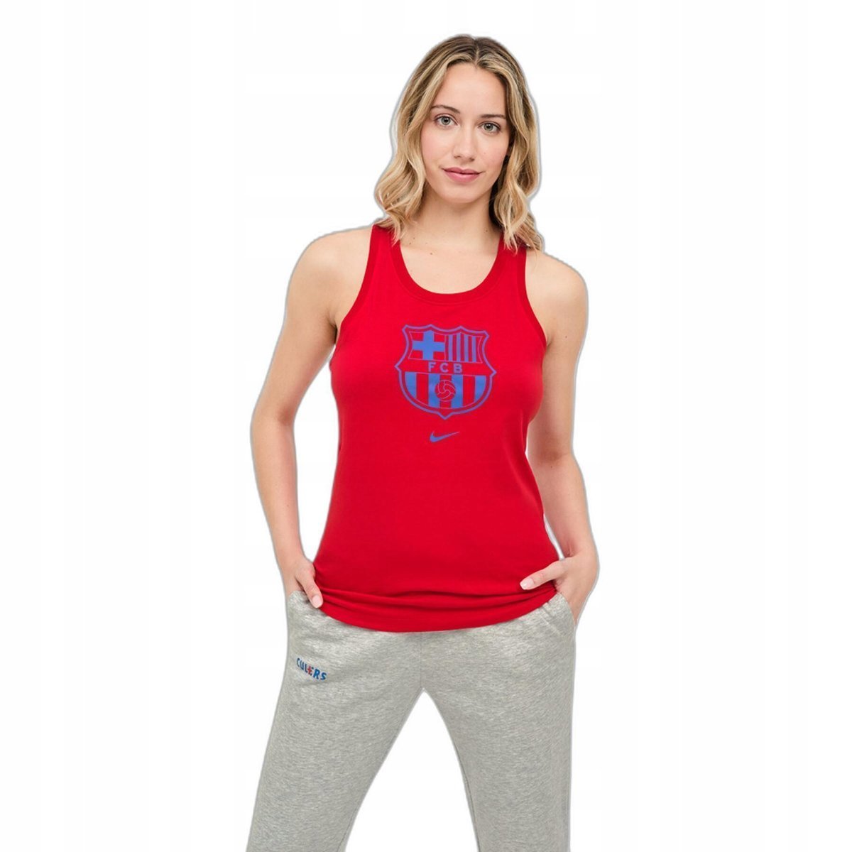 NIKE TEE KOSZULKA TOP BOKSERKA DAMSKA R. L CZERWONA BARCELONA