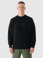 Bluzy męskie - Bluza dresowa nierozpinana bez kaptura męska 4F 4FWAW24TSWSM1255-20S Czarny - miniaturka - grafika 1