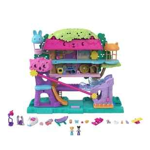 Polly Pocket Przygody zwierzątek - Domek na drzewie zestaw z laleczkami i akcesoriami - Lalki dla dziewczynek - miniaturka - grafika 1