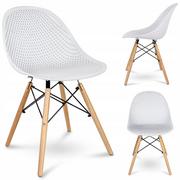 Krzesła - Krzesło Skandynawskie Nowoczesne Z Drewnianymi Nogami Białe - miniaturka - grafika 1