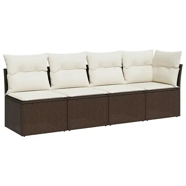 Zestaw mebli ogrodowych 4-osobowy brązowy rattan PE 227 x 62 x 69 cm