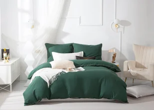 Elegancki zestaw pościeli z mikrofibry Queen 220x200 cm w kolorze zielonym ze złotą lamówką - Pościel - miniaturka - grafika 1