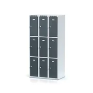 Szafki BHP - Alfa 3 Szafka ubraniowa 9-drzwiowa, drzwi antracytowe, zamek obrotowy 1261825 - miniaturka - grafika 1