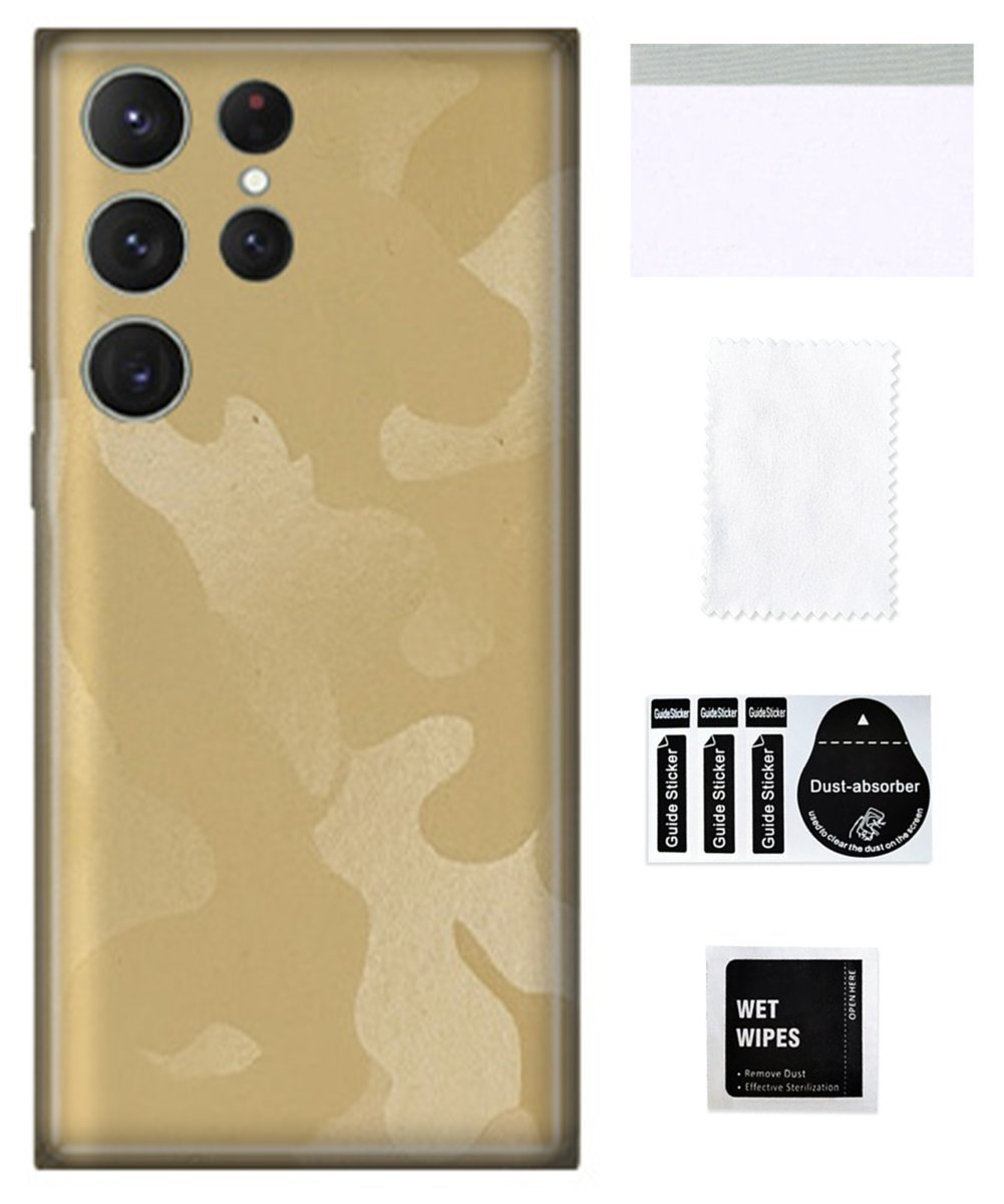 Folia ochronna do SAMSUNG GALAXY S23 ULTRA na tył moro kremowy skórka TPU