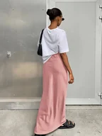 Spódnice - Satynowa długa spódnica - Różowy - miniaturka - grafika 1