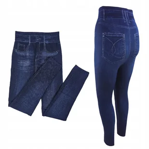 Legginsy Wzór Jeans Ciepłe Leginsy Spodnie Damskie Grube Modne Getry Lh - Legginsy - miniaturka - grafika 1