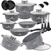 Zestawy garnków i patelni - TEMU Zestaw Garnków Kuchennych Marmurowych 17 el. Zestaw Garnków do Gotowania i Smażenia Patelnie Indukcja Gaz Garnek Kuchenny Patelnia - miniaturka - grafika 1