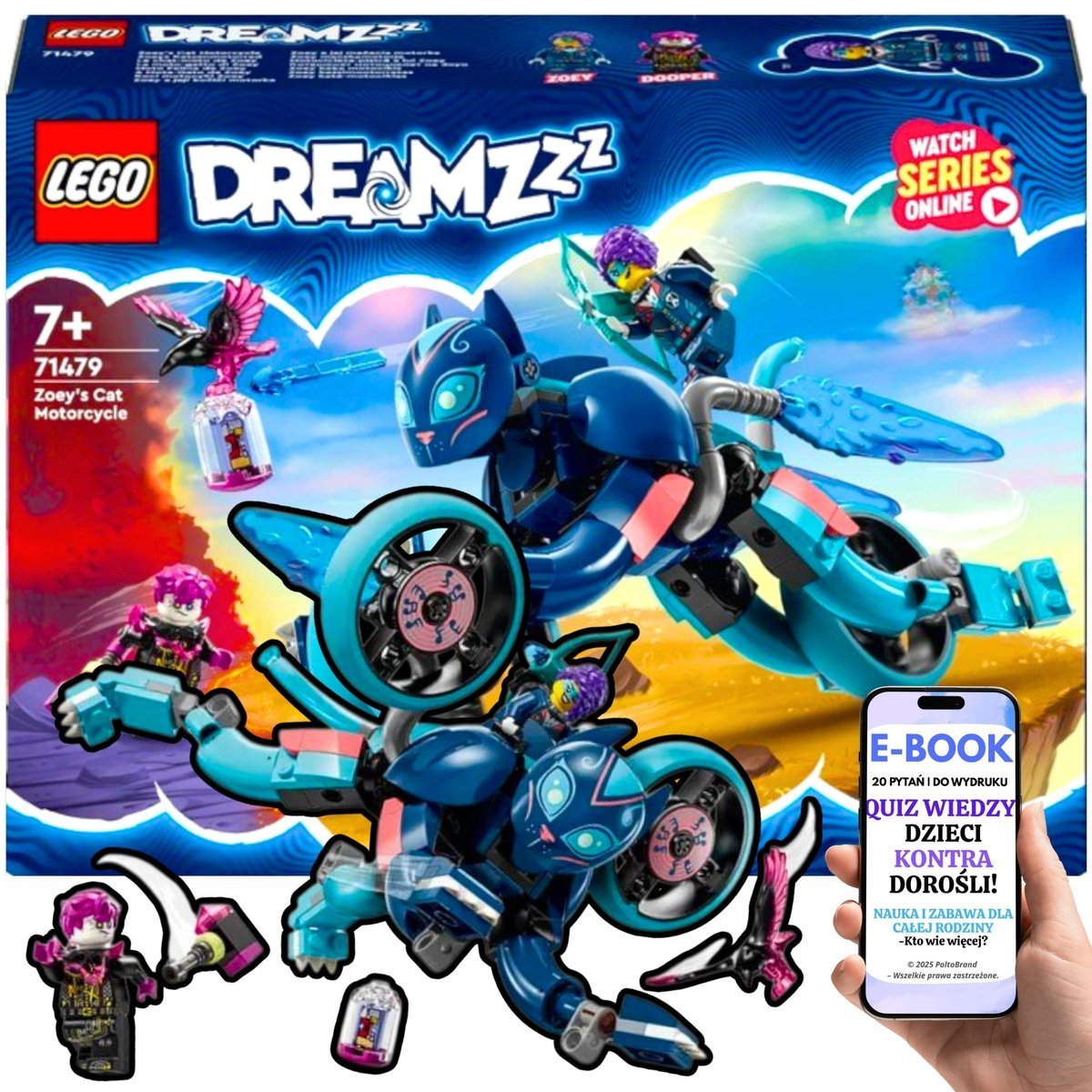 LEGO DREAMZzz Dwufunkcyjny Koci motocykl Zoey (71479) Pojazd i kot bojowy w jednym zestawie Lego Dla Córki Syna 8 9 10 11 12 13 Latka + EBOOK-2