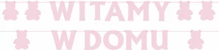 Baner na Witamy w domu różowy z misiami - 6,5m - Dekoracje sali - miniaturka - grafika 1