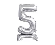 Balony i akcesoria - Godan Balon foliowy stojący cyfra 5 srebrna - 38 cm BC-ATS5 - miniaturka - grafika 1