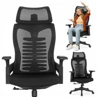 Fotele i krzesła biurowe - Fotel Ergonomiczny Biurowy Obrotowy Krzesło Obrotowe Do Biurka CARET Czarny - miniaturka - grafika 1