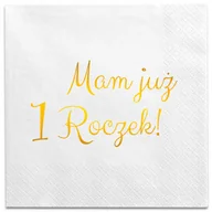 Dekoracje i nakrycia stołu na imprezę - Serwetki białe "Mam już 1 Roczek" 12szt. - miniaturka - grafika 1