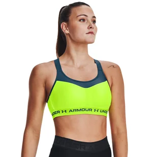 Biustonosz treningowy UNDER ARMOUR High Crossback Bra - limonkowy - Bielizna sportowa damska - miniaturka - grafika 1