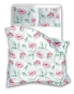 Pościel - Faro Pościel bawełniana 220x200 Eufloria 012 kwiaty biała różowa miętowa dwustronna - miniaturka - grafika 1