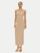 Sukienki - KARL LAGERFELD Sukienka letnia 245W1332 Beżowy Slim Fit - miniaturka - grafika 1