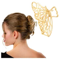 Ozdoby do włosów - Klamra do Włosów Złota Metalowa Motyl Duża Spinka Wytrzymała Efektowna - miniaturka - grafika 1