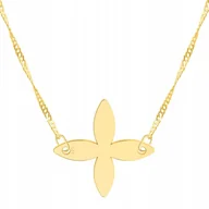 Naszyjniki - Złoty Naszyjnik z Kwiatkiem Roślina Natura Kwiat Kwiatek SREBRO 925 - miniaturka - grafika 1