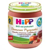 Kaszki dla dzieci - Hipp Domowe Pyszności Kaszka manna z jabłkami i czerwonymi owocami po 9. miesiącu 200 g Bio - miniaturka - grafika 1
