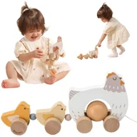 Klocki - VIGA PolarB Drewniana Kurka z Pisklętami do Ciągnięcia - miniaturka - grafika 1