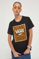 Koszulki sportowe damskie - Vans t-shirt bawełniany kolor czarny - miniaturka - grafika 1