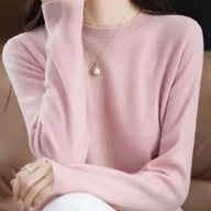 Swetry damskie - TEMU Elegancki sweter damski z okrągłym dekoltem - Miękki top z długim rękawem na jesień/zimę, na co dzień i na specjalne okazje - Minimalistyczny, - miniaturka - grafika 1