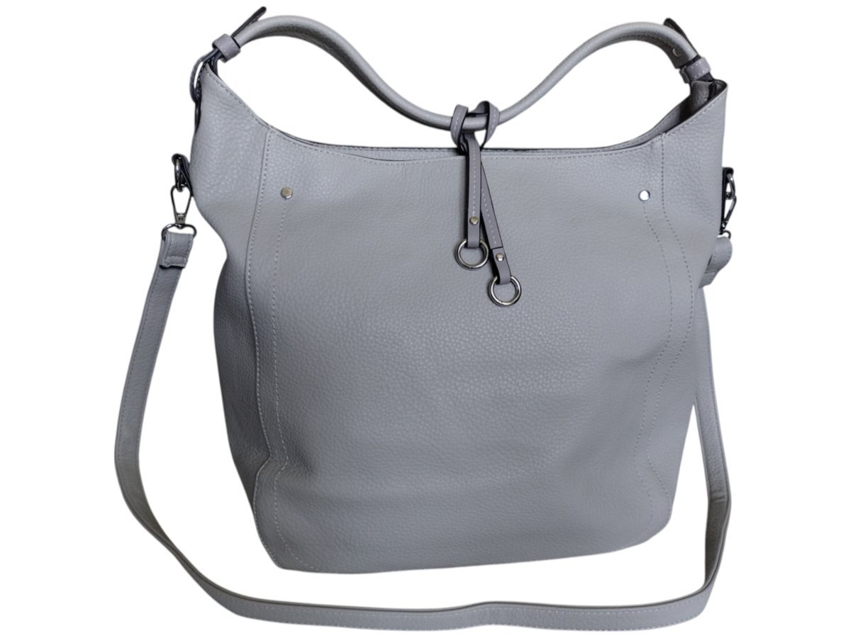 Torebka Damska Shopper Z Przegrodą, Duża Szara Torba Na Ramię, Miejski Styl