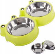 Miski dla psów - Przyjaciele MISKA PODWÓJNA DLA PSA KOTA METALOWA 300ml x 2 - miniaturka - grafika 1