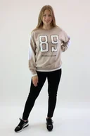 Bluzy damskie - Bawełniana bluza ze ściągaczem 89 Beżowa UNI - miniaturka - grafika 1