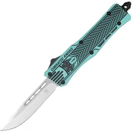 Noże - Nóż sprężynowy CobraTec OTF Medium Tiffany Blue and Graphite Black - miniaturka - grafika 1