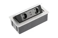 Przedłużacze i rozgałęźniki - GTV Gniazdo meblowe nablatowe wpuszczane AE-PBSUC2GS-53 SOFT 2x SCHUKO + 2x USB 1,5m aluminiowe - miniaturka - grafika 1