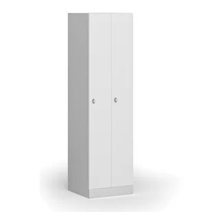 Szafka ubraniowa metalowa, 2 szafki, 1850 x 500 x 500 mm, zamek obrotowy, drzwi laminowane, biała - Szafki biurowe - miniaturka - grafika 1