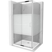 Kabiny prysznicowe - Mexen Apia kabina prysznicowa rozsuwana 120x80 cm, pasy, chrom + brodzik Flat - miniaturka - grafika 1
