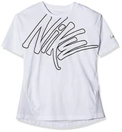 Koszulki i topy damskie - Nike T-shirt dziecięcy G Nk Dry Top Run Ss Gx biały/czarny XL - miniaturka - grafika 1